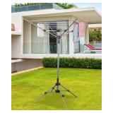 STORAGE MANIAC Outdoor Umbrella Drying Rack, 8 Lines with 82 Feet Drying Space, Steel Frame & Adjustable Height, 4-arm Umbrella Clothesline for Laundry, Collapsible Clothes Drying Rack for Backyard