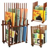 DJAR Double Art Storage Rack, Wooden Canvas Storage, Artist Storage with Four Caster Wheels Can Well Hold Up to Drawing Boards, Art Prints Panels, Artworks, Gallery