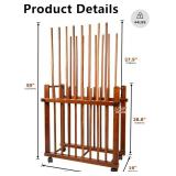 DJAR Double Art Storage Rack, Wooden Canvas Storage, Artist Storage with Four Caster Wheels Can Well Hold Up to Drawing Boards, Art Prints Panels, Artworks, Gallery