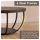 Round Coffee Table, 31" Coffee Table for Living Room Decor, 2-Tier Storage with Steel Frame, Space-Saving Wood Center Table, Modern Style Easy Assembly (Dark Coffee)