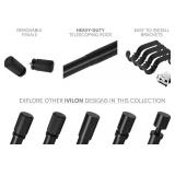 Ivilon Curtain Rods for Windows - Diamond Knurled End Cap, 1 inch Diameter, Telescoping Adjustable Curtain Rod, 72 to 144 Inches. Color Black