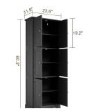 Retails for $140! ChooChoo Tall Bathroom Storage Cabinet with 6 Doors, Freestanding Floor Cabinet with Adjustable Shelves, Black Pantry Cabinet for Bathroom, Kitchen, Laundry Room