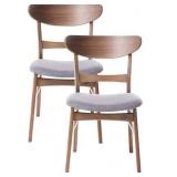 Retails for $180! Christopher Knight Home Frances Mid-Century Modern Dining Chairs (Set of 2), 100% Polyester and Rubber Wood, Dark Gray, Walnut