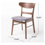 Retails for $180! Christopher Knight Home Frances Mid-Century Modern Dining Chairs (Set of 2), 100% Polyester and Rubber Wood, Dark Gray, Walnut