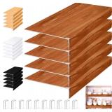 Retails for $122! Hoolerry 5 Pcs Wire Shelf Covers Foamed PVC Wire Rack Covers for Removable Closet (Not Wood) Pantry Shelves for Cabinet Bathroom Kitchen Shelving Decoration(Dark Wood Color,32x12inch