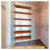 Retails for $122! Hoolerry 5 Pcs Wire Shelf Covers Foamed PVC Wire Rack Covers for Removable Closet (Not Wood) Pantry Shelves for Cabinet Bathroom Kitchen Shelving Decoration(Dark Wood Color,32x12inch