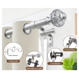 1 Inch Silver Double Curtain Rods for Windows 66 to 120 Inches(5.5-10ft), USFOOK Adjustable Heavy Duty Drapery Rods, Telescoping Dual Curtain Rod with Translucent Finials, Wall Mounted