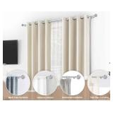 1 Inch Silver Double Curtain Rods for Windows 66 to 120 Inches(5.5-10ft), USFOOK Adjustable Heavy Duty Drapery Rods, Telescoping Dual Curtain Rod with Translucent Finials, Wall Mounted