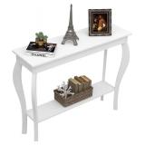 ChooChoo Narrow Console Table, Chic Accent Sofa Table, Entryway Table, White