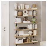 Retails for $119! Wallniture Forme 48 inch Long x 10 in Deep Rustic Floating Shelves for Wall Storage, Wall Bookshelf for Living Room Decor, Kitchen, Office Floating Shelf, Set of 3, Burnt, Wood