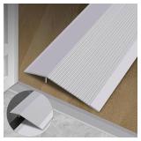 Gaahing Aluminum Floor Transition Threshold Strip, Bridge The Height Gap Between 0.5cm to 1.3cm for Doorway, Threshold, Transition Between Tile and Laminate Planks (0.9m x 10cm, Matte Silver)