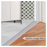 Gaahing Aluminum Floor Transition Threshold Strip, Bridge The Height Gap Between 0.5cm to 1.3cm for Doorway, Threshold, Transition Between Tile and Laminate Planks (0.9m x 10cm, Matte Silver)