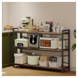 Retails for $120! 3 Tier Bookcase 47.24" Width, Long Industrial Book Shelf, Vintage Wooden Large Book Shelf for Home Living Room Bedroom Office Storage(Vintage)