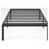 NEW JETO Metal Bed Frame,Twin Size Bed Frame with Storage Space,Heavy Duty Sturdy Mattress Foundation,Easy Assembly,No Box Spring Needed, Black,14 Inch,Twin