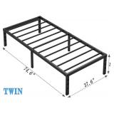 NEW JETO Metal Bed Frame,Twin Size Bed Frame with Storage Space,Heavy Duty Sturdy Mattress Foundation,Easy Assembly,No Box Spring Needed, Black,14 Inch,Twin