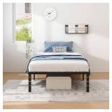 NEW JETO Metal Bed Frame,Twin Size Bed Frame with Storage Space,Heavy Duty Sturdy Mattress Foundation,Easy Assembly,No Box Spring Needed, Black,14 Inch,Twin