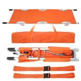 TrelaCo Folding Stretcher 84.3 x 21.3 x 5.4 Inch Aluminum Alloy Collapsible Gurney Stretcher Emergency Portable Stretcher with Heavy Duty Handles Rubber Feet for Ambulance Patient Transport, Orange