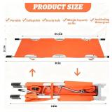 TrelaCo Folding Stretcher 84.3 x 21.3 x 5.4 Inch Aluminum Alloy Collapsible Gurney Stretcher Emergency Portable Stretcher with Heavy Duty Handles Rubber Feet for Ambulance Patient Transport, Orange