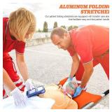 TrelaCo Folding Stretcher 84.3 x 21.3 x 5.4 Inch Aluminum Alloy Collapsible Gurney Stretcher Emergency Portable Stretcher with Heavy Duty Handles Rubber Feet for Ambulance Patient Transport, Orange