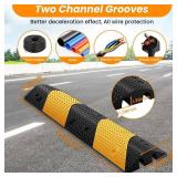Speed Bumps for Road, 2 Pack 39.3" Rubber Speed Bumps, 2 Channel Total 78.7