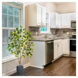 Artificial Lemon Tree, 5ft Tall Fake Lemon Silk Plant with White Planter, Faux Lemon Plastic Fruit Tree for Indoor Home Decor Office Garden