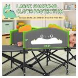 Slendor Kids Cot, Toddler Cot Bed w/Cartoon Handrail, Blanket (5ft x 4ft), Portable Toddler Cots for Sleeping, Kids Travel Bed, Extra Long Cot Length 56", Support 330 Lbs, Grey