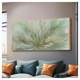 Retails for $170! Framed Canvas Prints Gold Line Poster Abstract Wall Ar Green Pictures Wall Decor 29"x 58" Modern Artwork Large Wall Decorations for Living Room Home
