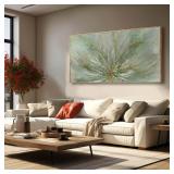 Retails for $170! Framed Canvas Prints Gold Line Poster Abstract Wall Ar Green Pictures Wall Decor 29"x 58" Modern Artwork Large Wall Decorations for Living Room Home