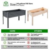 Land Guard Galvanized Raised Garden Bed with Legs, 48 24 32in Large Metal Elevated Raised Planter Box with Drainage Holes for Backyard, Patio, Balcony, 400lb Capacity(Grey)