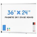 DUMOS Magnetic Whiteboard Kit for Wall 36" x 24", Dry Erase Board with 1 Dry Eraser, 2 Multicolor Markers and 4 Magnetic Pins, Reinforced Aluminum Frame