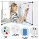 DUMOS Magnetic Whiteboard Kit for Wall 36" x 24", Dry Erase Board with 1 Dry Eraser, 2 Multicolor Markers and 4 Magnetic Pins, Reinforced Aluminum Frame