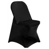 Stretch Spandex Chair Covers - Black 12 PCS, Folding Kitchen Chairs Cover, Universal Washable Slipcovers Protector, Removable Chair Seat Covers, for Wedding Party Dining Room Banquet Event