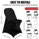Stretch Spandex Chair Covers - Black 12 PCS, Folding Kitchen Chairs Cover, Universal Washable Slipcovers Protector, Removable Chair Seat Covers, for Wedding Party Dining Room Banquet Event