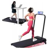 Foldable Walking Pad Treadmill with Adjustable Incline and Handle Bar, 3.5HP Portable Folding Treadmills for Home Small, 4 in 1 Under The Desk Electric Treadmill with Handles, 0.6-7.6MPH, 350LBS1