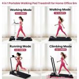 Foldable Walking Pad Treadmill with Adjustable Incline and Handle Bar, 3.5HP Portable Folding Treadmills for Home Small, 4 in 1 Under The Desk Electric Treadmill with Handles, 0.6-7.6MPH, 350LBS1