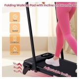 Foldable Walking Pad Treadmill with Adjustable Incline and Handle Bar, 3.5HP Portable Folding Treadmills for Home Small, 4 in 1 Under The Desk Electric Treadmill with Handles, 0.6-7.6MPH, 350LBS1