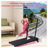 Foldable Walking Pad Treadmill with Adjustable Incline and Handle Bar, 3.5HP Portable Folding Treadmills for Home Small, 4 in 1 Under The Desk Electric Treadmill with Handles, 0.6-7.6MPH, 350LBS1