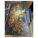 Retails for $105! Ouzzlie Tree Wall Decor Painting Large Gold Artwork Picture 29" x 59"
