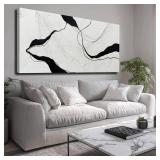 MLART99 Black and White Abstract Wall Decor Minimalist Wall Art for Living Room Contemporary Canvas Art Line Painting for Dining Room Kitchen 24x48 Inch