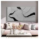 MLART99 Black and White Abstract Wall Decor Minimalist Wall Art for Living Room Contemporary Canvas Art Line Painting for Dining Room Kitchen 24x48 Inch
