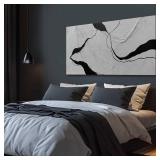 MLART99 Black and White Abstract Wall Decor Minimalist Wall Art for Living Room Contemporary Canvas Art Line Painting for Dining Room Kitchen 24x48 Inch