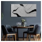 MLART99 Black and White Abstract Wall Decor Minimalist Wall Art for Living Room Contemporary Canvas Art Line Painting for Dining Room Kitchen 24x48 Inch