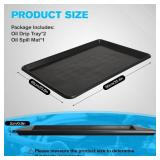 2-Pack Oil Drip Pan for Under Car 35.4"x23.6"x0.8" Flexible Oil Trays with Felt Mat, Reusable Car Oil Drain Pan, Heat Resistant Garage Catcher for Auto & Home Floor Protection