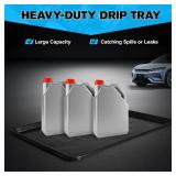 2-Pack Oil Drip Pan for Under Car 35.4"x23.6"x0.8" Flexible Oil Trays with Felt Mat, Reusable Car Oil Drain Pan, Heat Resistant Garage Catcher for Auto & Home Floor Protection
