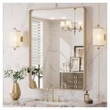 LOAAO 20 X30 Gold Bathroom Mirror, Rounded Rectangle Gold Frame Mirror, Brushed Gold Bathroom Vanity Mirror Wall-Mounted, Anti-Rust, Hangs Horizontally or Vertically
