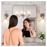 LOAAO 20 X30 Gold Bathroom Mirror, Rounded Rectangle Gold Frame Mirror, Brushed Gold Bathroom Vanity Mirror Wall-Mounted, Anti-Rust, Hangs Horizontally or Vertically