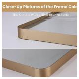 LOAAO 20 X30 Gold Bathroom Mirror, Rounded Rectangle Gold Frame Mirror, Brushed Gold Bathroom Vanity Mirror Wall-Mounted, Anti-Rust, Hangs Horizontally or Vertically