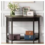 Retails for $140! Black Entryway Table 2 Tier Console Table for Entryway Half Moon Entrance Table Wood Hallway Table Front Entry Table for Living Room, Hallway, Foyer