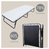 Retails for $191! Leisuit Folding Guest Bed Cot Fold Out Bed - Portable Folding Bed Frame with Thick Memory Foam Mattress for Spare Bedroom & Office