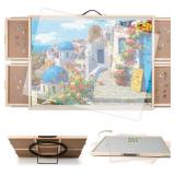 1500 Pieces 2-in-1 Tilting & Rotating Puzzle Board, Portable Puzzle Table with 4 Drawers Cover,34.25" x 25.2"